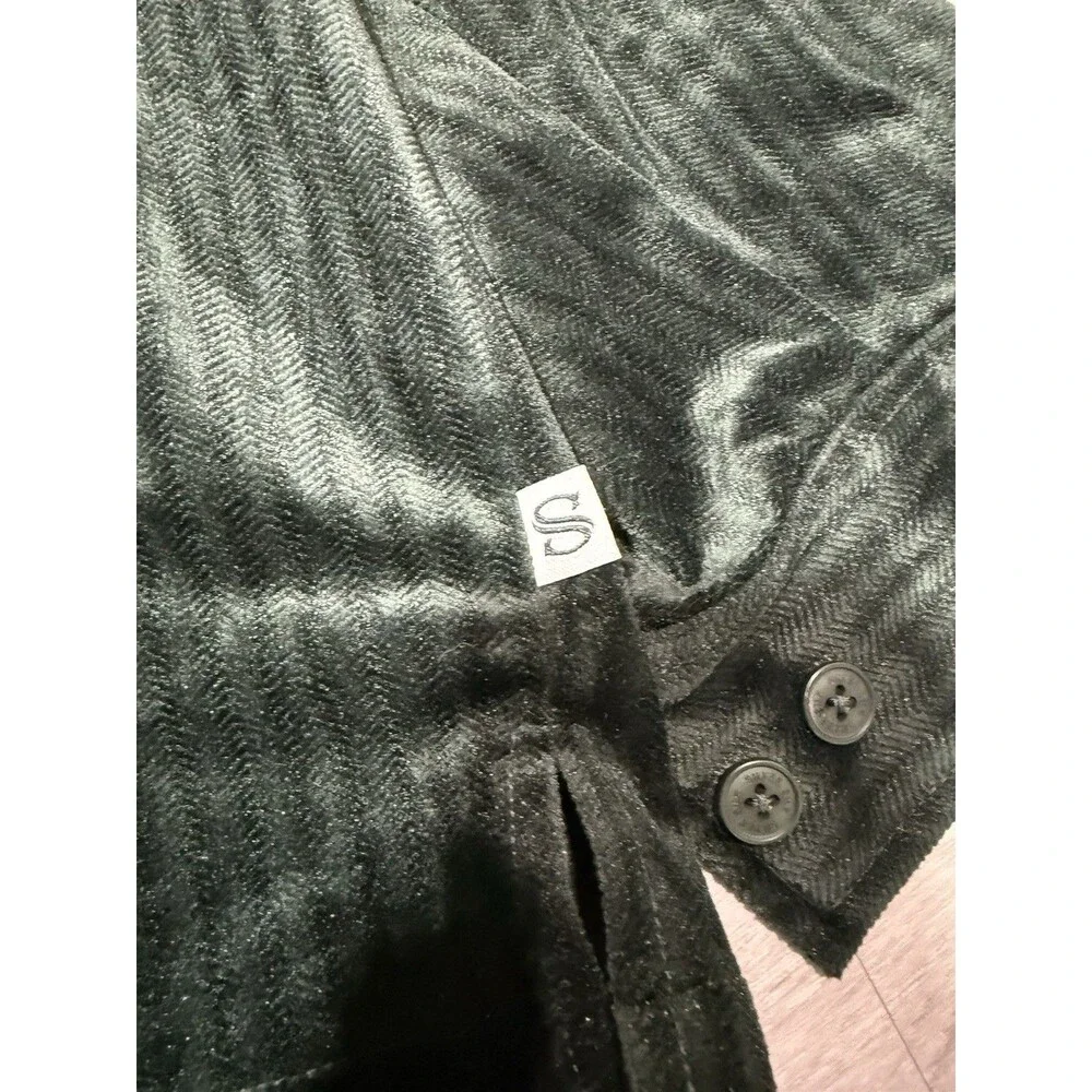 Silver Silk Men’s Dark Green Herringbone 3-Piece Suit Jacket, Vest, 44x30 Pants